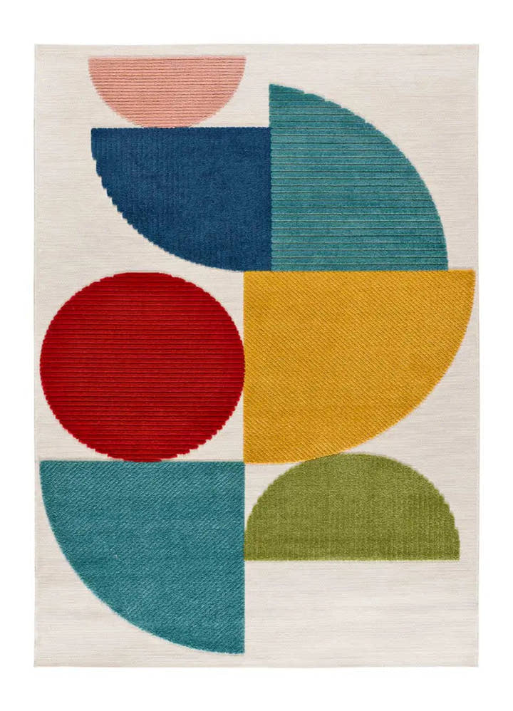 ALFOMBRA MILA 23522 DE ESTILO GEOMÉTRICO CON RELIEVE EN MULTICOLOR - Alfombras - El Workshop-150 x 80 x 0.5 cm