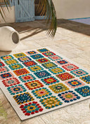 ALFOMBRA MILA 23528 DE ESTILO GEOMÉTRICO CON RELIEVE EN MULTICOLOR - Alfombras - El Workshop-150 x 80 x 0.5 cm