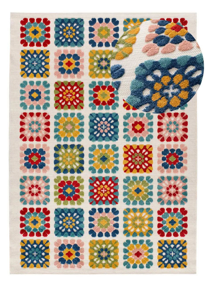 ALFOMBRA MILA 23528 DE ESTILO GEOMÉTRICO CON RELIEVE EN MULTICOLOR, foto de producto