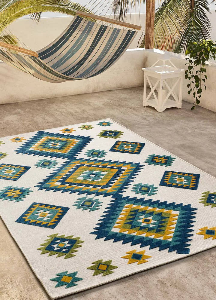 ALFOMBRA MILA 23532 DE ESTILO ÉTNICO CON RELIEVE EN MULTICOLOR - Alfombras - El Workshop-150 x 80 x 0.5 cm