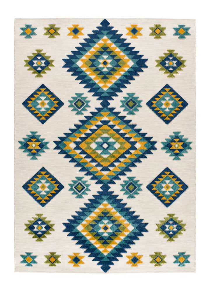 ALFOMBRA MILA 23532 DE ESTILO ÉTNICO CON RELIEVE EN MULTICOLOR - Alfombras - El Workshop-150 x 80 x 0.5 cm