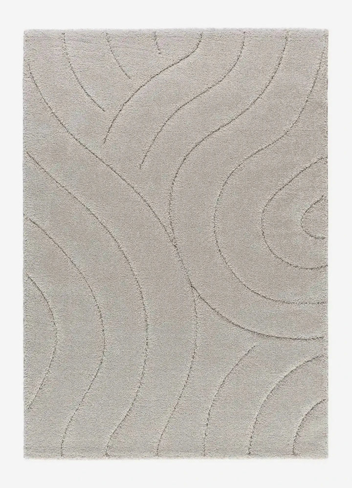 ALFOMBRA MOLIER 8786 DE ESTILO SHAGGY EN COLOR PLATA, foto de producto sobre fondo gris de estudio