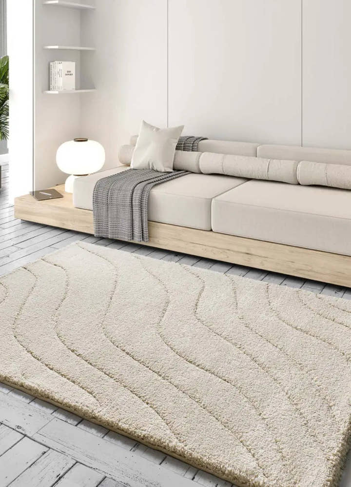 ALFOMBRA MOLIER 8789 DE ESTILO SHAGGY EN COLOR BLANCO - Alfombras - El Workshop-120 x 60 x 2.5 cm