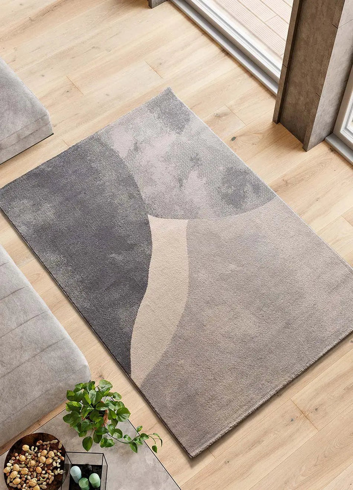 ALFOMBRA MONIC 12803 DE ESTILO GEOMÉTRICO EN COLOR PLATA