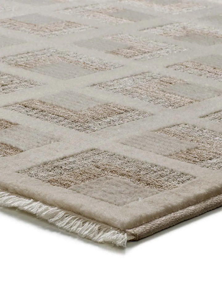 ALFOMBRA ONA 52094 DE ESTILO GEOMÉTRICO EN COLOR BEIGE en ambiente decorado (2)