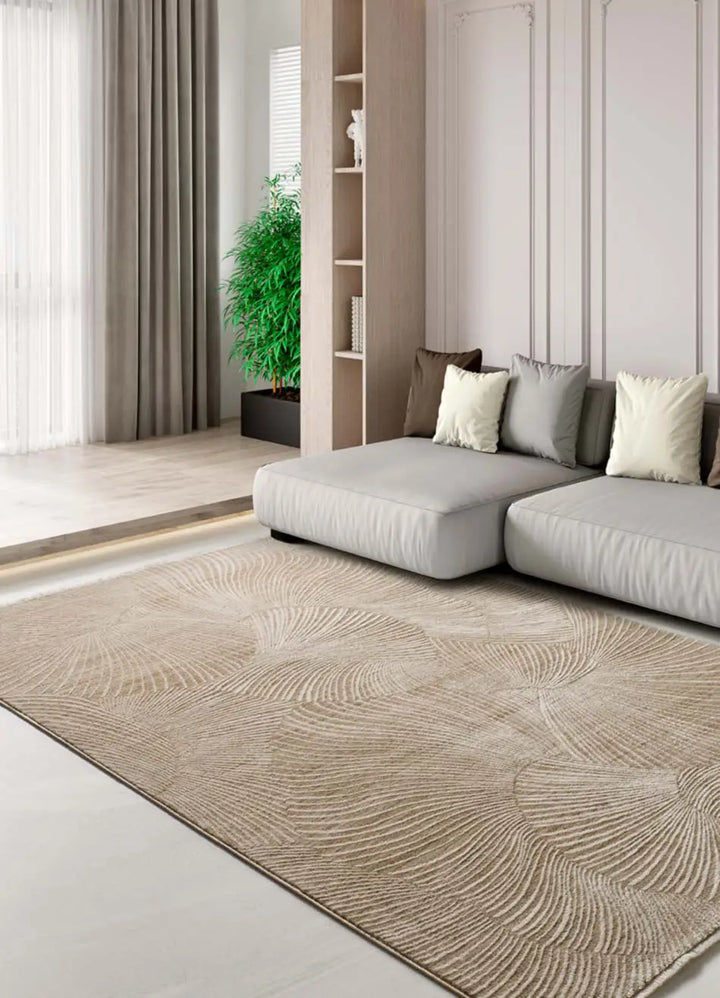ALFOMBRA ONA 52100 DE ESTILO GEOMÉTRICO EN COLOR BEIGE en ambiente decorado