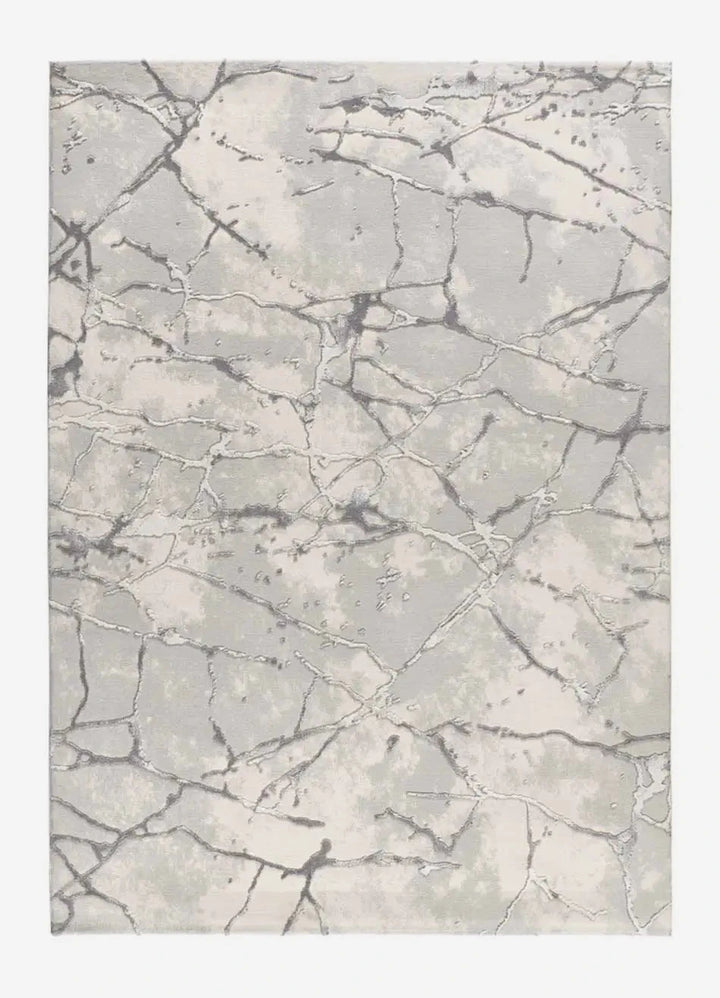 ALFOMBRA ORIS 35 DE ESTILO MODERNO EFECTO MÁRMOL EN COLOR PLATA, foto de producto sobre fondo gris de estudio