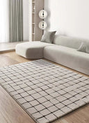 ALFOMBRA RETRO 12898 DE ESTILO ABSTRACTO EN COLOR BLANCO - Alfombras - El Workshop-150 x 80 x 1 cm