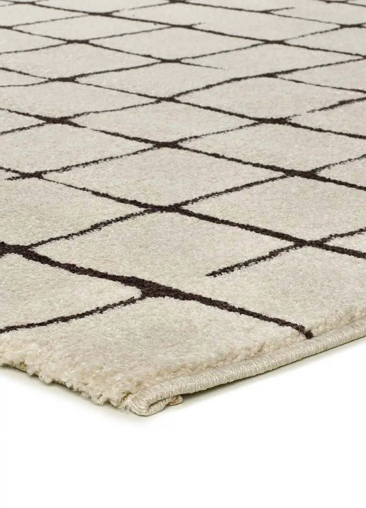ALFOMBRA RETRO 12898 DE ESTILO ABSTRACTO EN COLOR BLANCO - Alfombras - El Workshop-150 x 80 x 1 cm