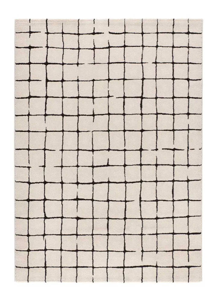 ALFOMBRA RETRO 12898 DE ESTILO ABSTRACTO EN COLOR BLANCO - Alfombras - El Workshop-150 x 80 x 1 cm