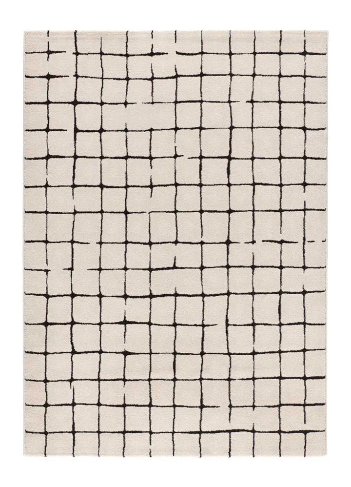 ALFOMBRA RETRO 12898 DE ESTILO ABSTRACTO EN COLOR BLANCO - Alfombras - El Workshop-150 x 80 x 1 cm