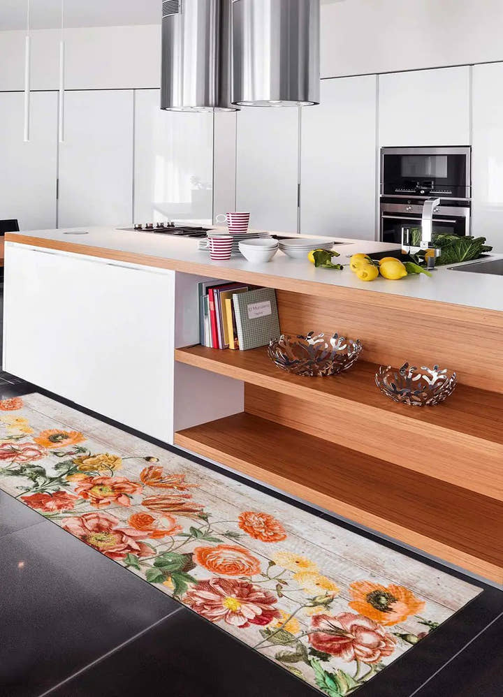 ALFOMBRA DE COCINA RICCI CAMELIA CON ESTAMPADO FLORAL EN MULTICOLOR - Alfombras - El Workshop-100 x 52 x 0.3 cm