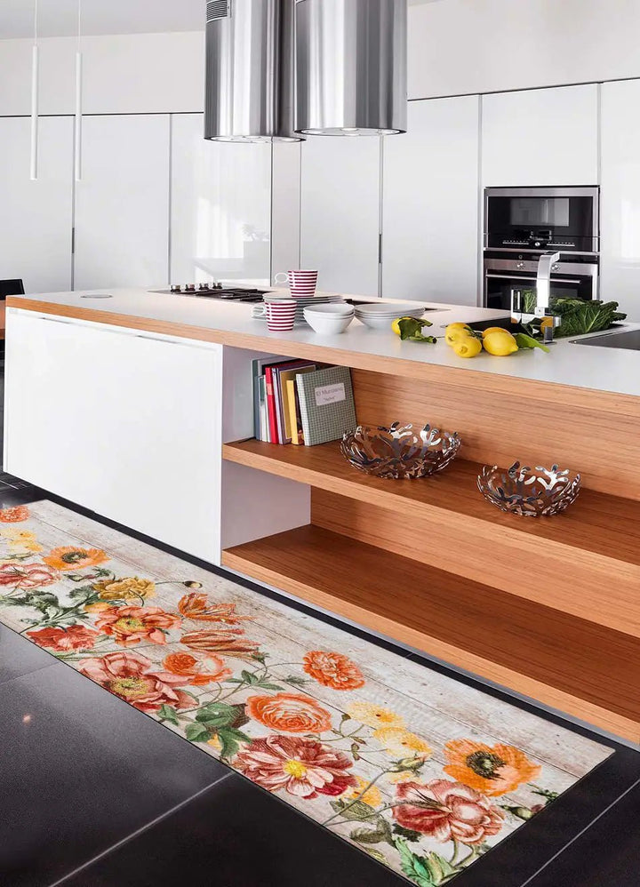ALFOMBRA DE COCINA RICCI CAMELIA CON ESTAMPADO FLORAL EN MULTICOLOR