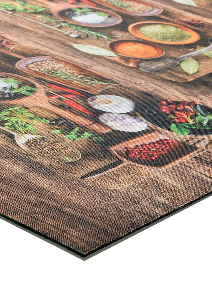 ALFOMBRA DE COCINA RICCI HERBS CON ESTAMPADO RÚSTICO EN MULTICOLOR - Alfombras - El Workshop-100 x 52 x 0.3 cm