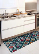 ALFOMBRA DE COCINA RICCI INDONESIA CON ESTAMPADO ÉTNICO EN COLOR VERDE - Alfombras - El Workshop-100 x 52 x 0.3 cm