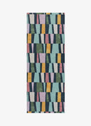 Alfombra de cocina Ricci Loop con estampado geométrico en multicolor sobre fondo gris de estudio