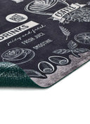 ALFOMBRA DE COCINA RICCI MENU CON ESTAMPADO MODERNO EN COLOR NEGRO - Alfombras - El Workshop-100 x 52 x 0.3 cm
