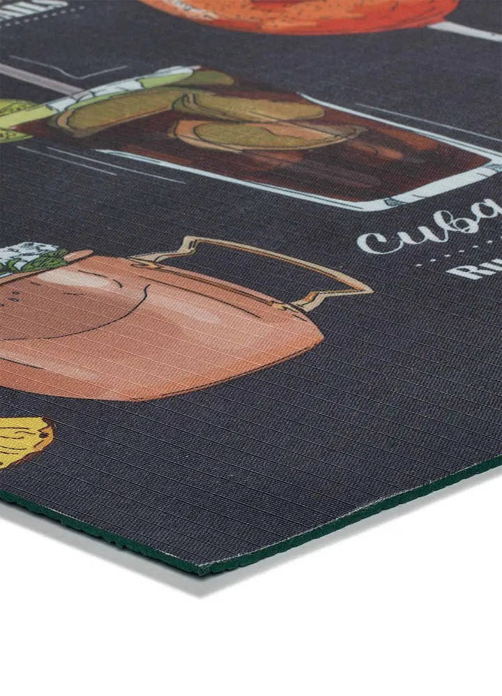 ALFOMBRA DE COCINA RICCI PUB CON ESTAMPADO MODERNO EN COLOR NEGRO - Alfombras - El Workshop-100 x 52 x 0.3 cm
