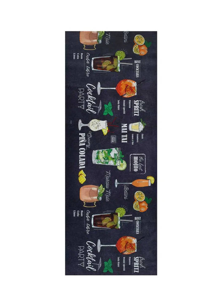 ALFOMBRA DE COCINA RICCI PUB CON ESTAMPADO MODERNO EN COLOR NEGRO - Alfombras - El Workshop-100 x 52 x 0.3 cm