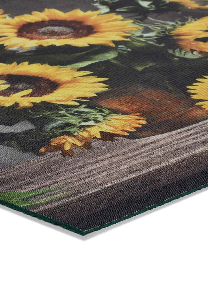ALFOMBRA DE COCINA RICCI SUNFLOWERS CON ESTAMPADO FLORAL EN COLOR AMARILLO