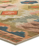 Alfombra Serak 1048 de estilo étnico en multicolor, detalle de la esquina
