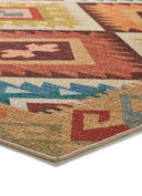Alfombra Serak 1050 de estilo étnico en multicolor, detalle de la esquina
