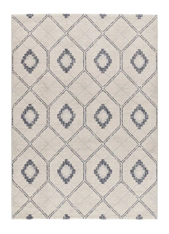 ALFOMBRA SIROCO 16806 DE ESTILO GEOMÉTRICO EN COLOR AZUL Y BLANCO - Alfombras - El Workshop-200 x 80 x 1.3 cm