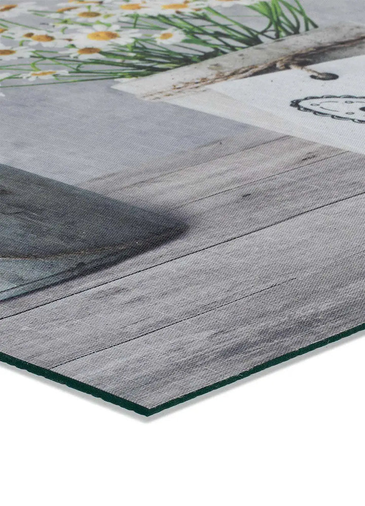 SPRINTY CAMOMILLA KITCHEN MAT WITH FLORAL PRINT IN GREY