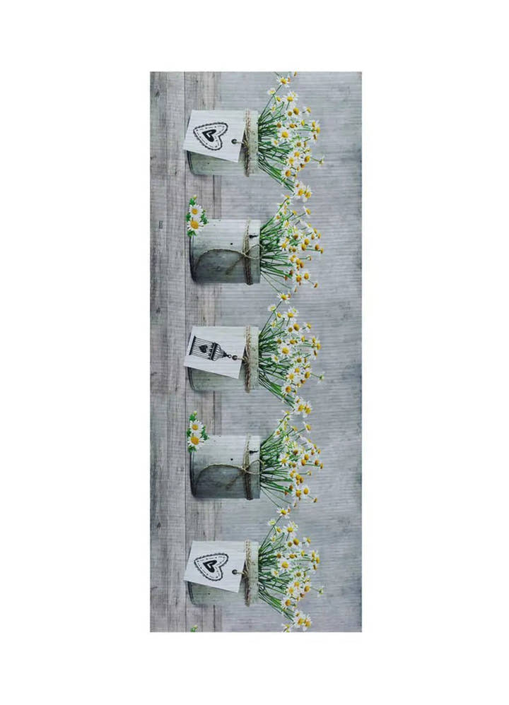 ALFOMBRA DE COCINA SPRINTY CAMOMILLA CON ESTAMPADO FLORAL EN COLOR GRIS - Alfombras - El Workshop-100 x 52 x 0.3 cm