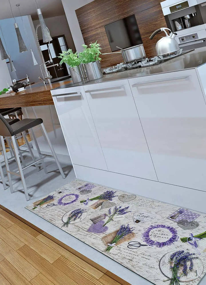 ALFOMBRA DE COCINA SPRINTY PROVENCE CON ESTAMPADO FLORAL EN COLOR VIOLETA - Alfombras - El Workshop-100 x 52 x 0.3 cm