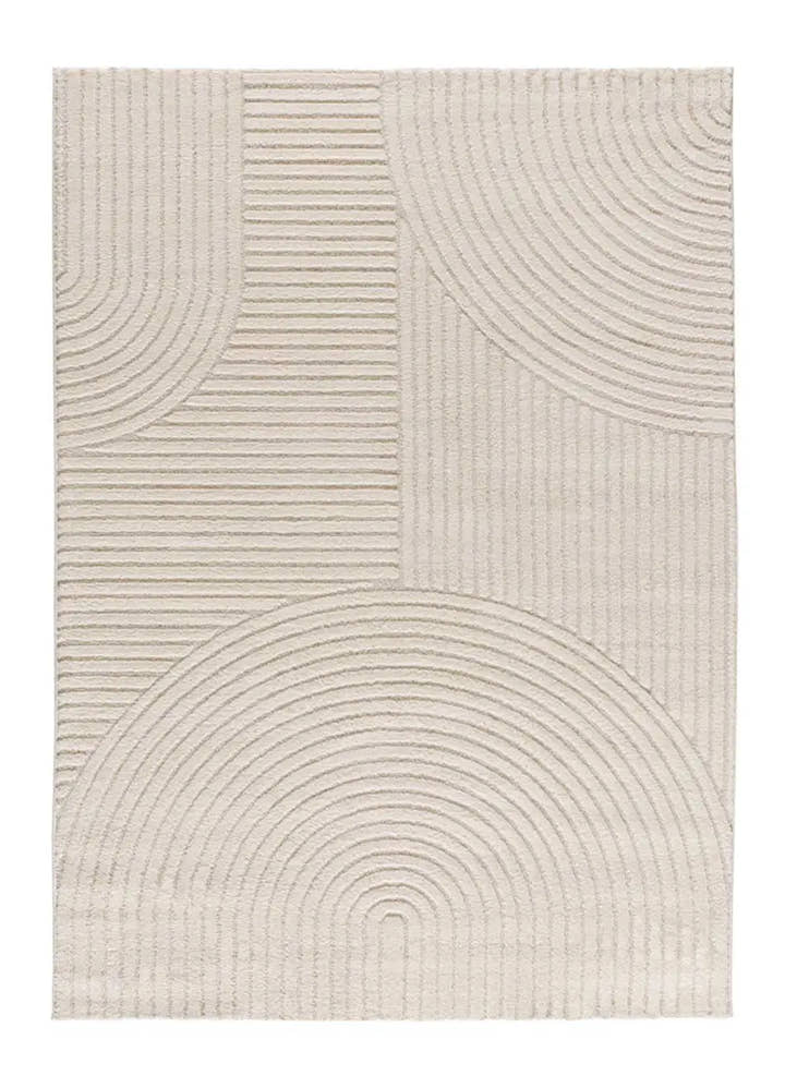 ALFOMBRA VERONA 2252 DE ESTILO GEOMÉTRICO CON RELIEVE EN COLOR CREMA - Alfombras - El Workshop-150 x 80 x 1.4 cm