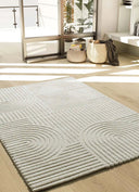 ALFOMBRA VERONA 2293 DE ESTILO GEOMÉTRICO CON RELIEVE EN COLOR CREMA - Alfombras - El Workshop-150 x 80 x 1.4 cm