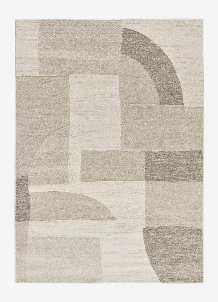 ALFOMBRA VERONA 2294 DE ESTILO GEOMÉTRICO CON RELIEVE EN COLOR CREMA, foto de producto sobre fondo gris de estudio