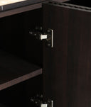 APARADOR VERONA en madera oscura y mármol sintético, de líneas depuradas con textura acanalada