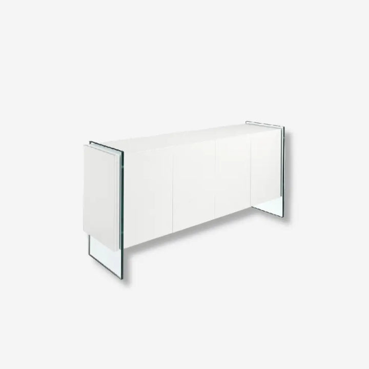 Aparador madera blanco y cristal templado