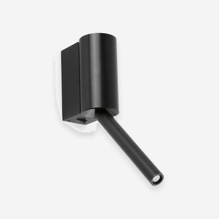 aplique de pared cuadrado de acero negro mate 5 x 8 x 24 cm, vista 2