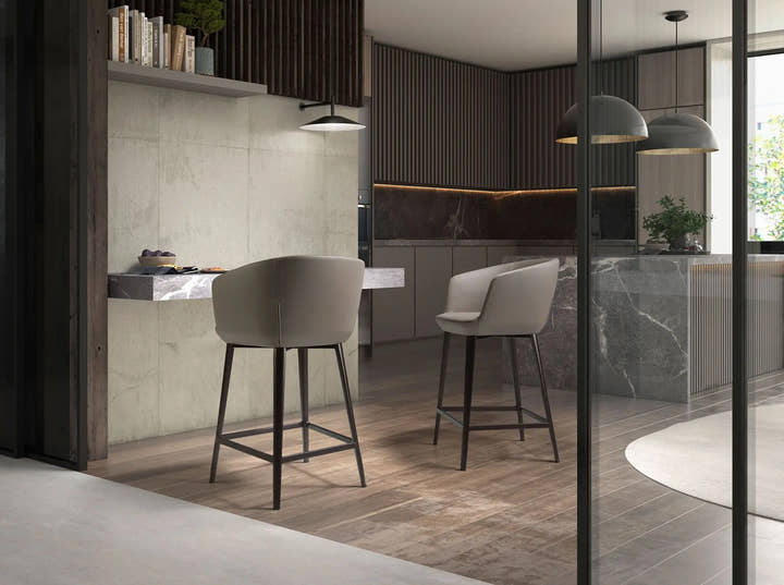 Taburete polipiel gris taupe - Taburete - El Workshop - 56x53x91cm