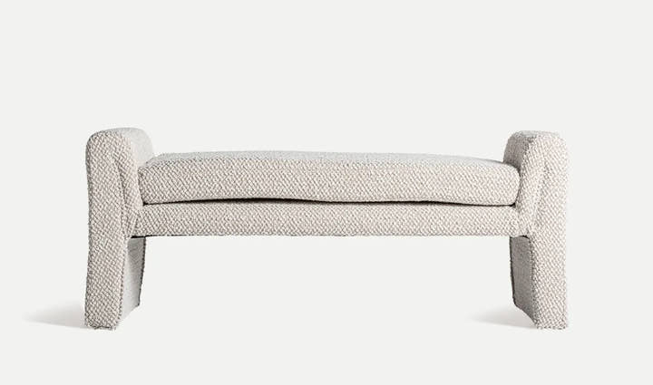 Banco IZEGEM tapizado en bouclé blanco - banco - El Workshop - algodón bouclé