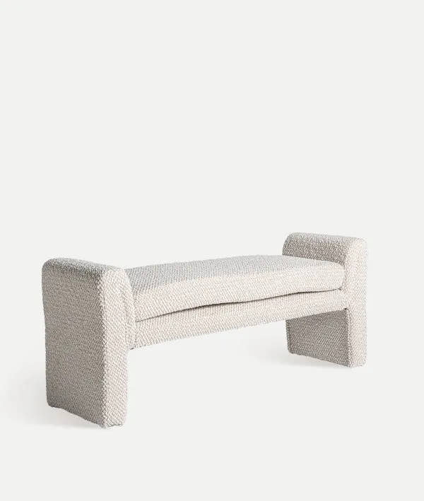 Banco IZEGEM tapizado en bouclé blanco - banco - El Workshop - algodón bouclé