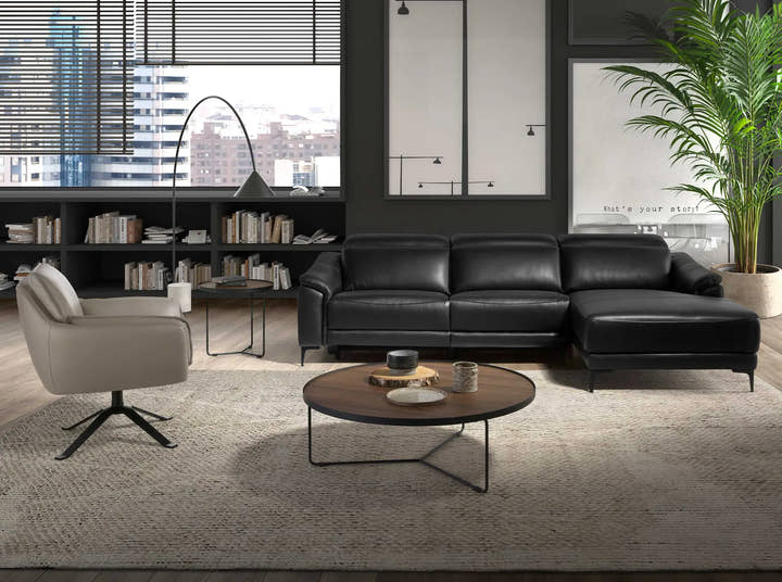 Sillón giratorio piel gris oscuro - Sillón - El Workshop - 77x74x90cm