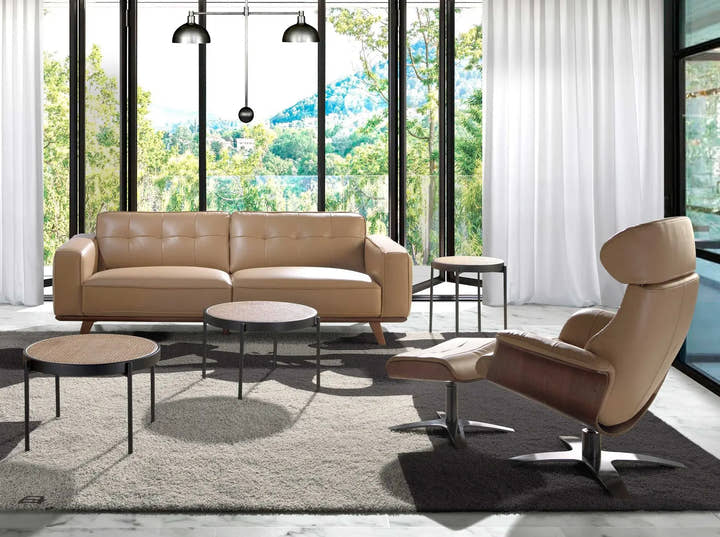 Sillón giratorio reclinable piel arena - Sillón - El Workshop-80X84X100Cm