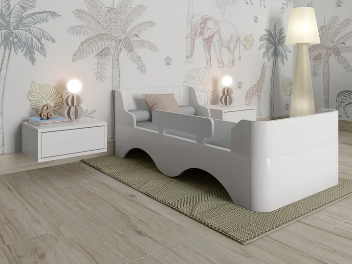 cama cuna wave lacada blanca para niños moderna