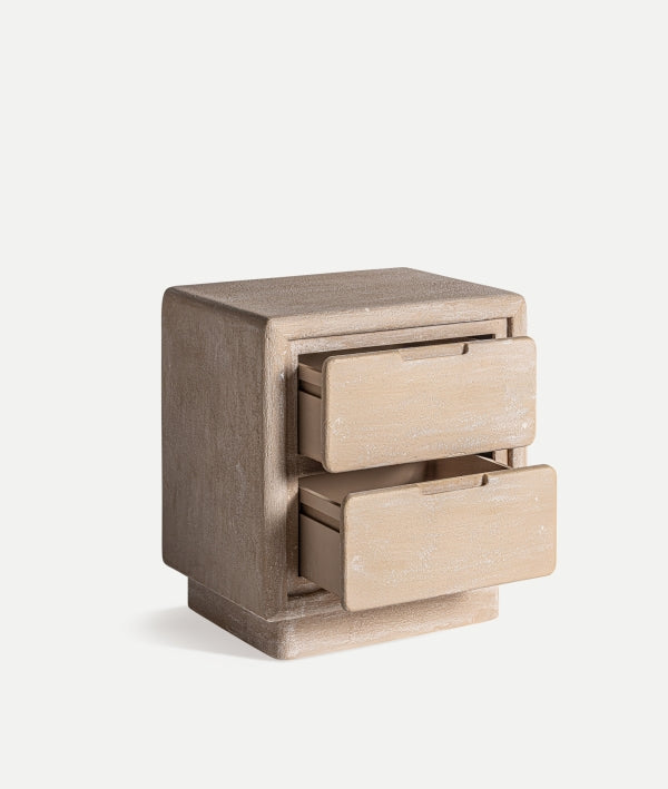 Mesita de noche WERLE de madera en tono marrón claro