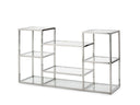 Rectangular console table in glass with silver finish, 140 x 40 cm