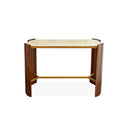 mesa consola de madera y tapa de marmol