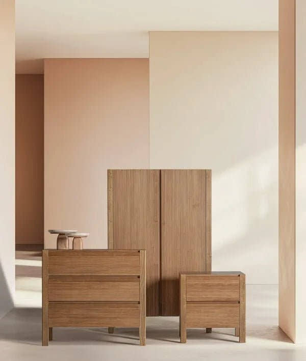 CÓMODA COPENHAGUE madera de fresno de alta calidad, rectangular con paneles frontales estriados - Cómodas - El Workshop - madera mdf