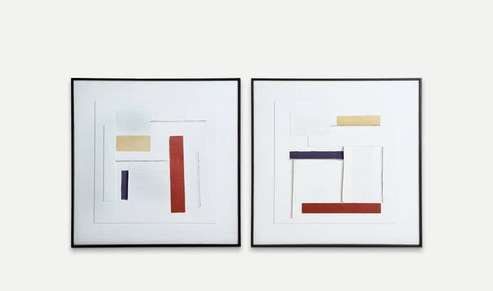 JUEGO DE 2 ARTE DE PARED EZIO de pared ezio blanco en lienzo, paleta vibrante con tonos cálidos y fríos - Pinturas y lienzos - El Workshop - lienzo