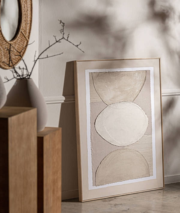 Organic style Valentine's Day wall art with natural wood frame