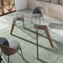 Mesa comedor rectangular cristal templado y nogal
