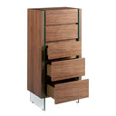 Walnut and tempered glass chiffonier